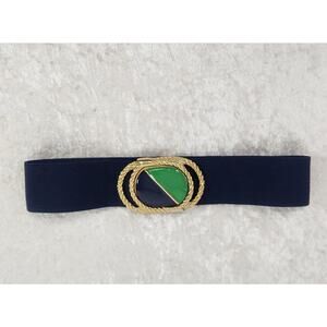 Vintage NAN LEWIS Womens Gold-Tone Blue & Green Belt Buckles